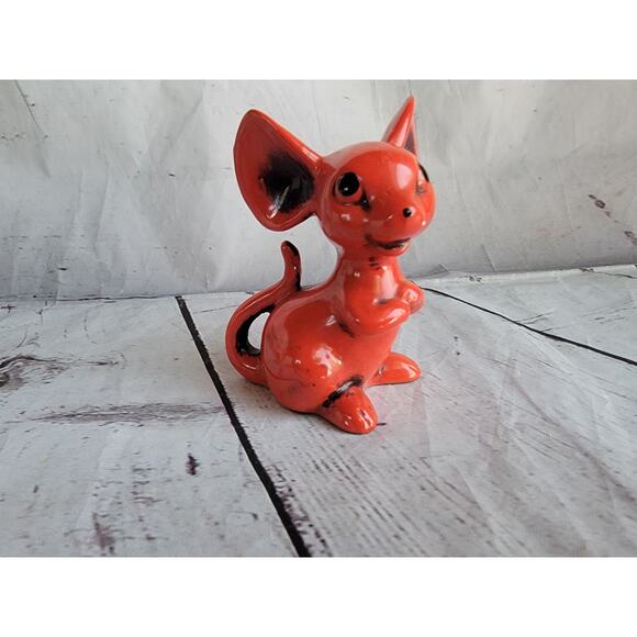 vintage Red Ceramic Mouse parma by aai Japan 3.5in Tall big ears mouse - Picture 3 of 6